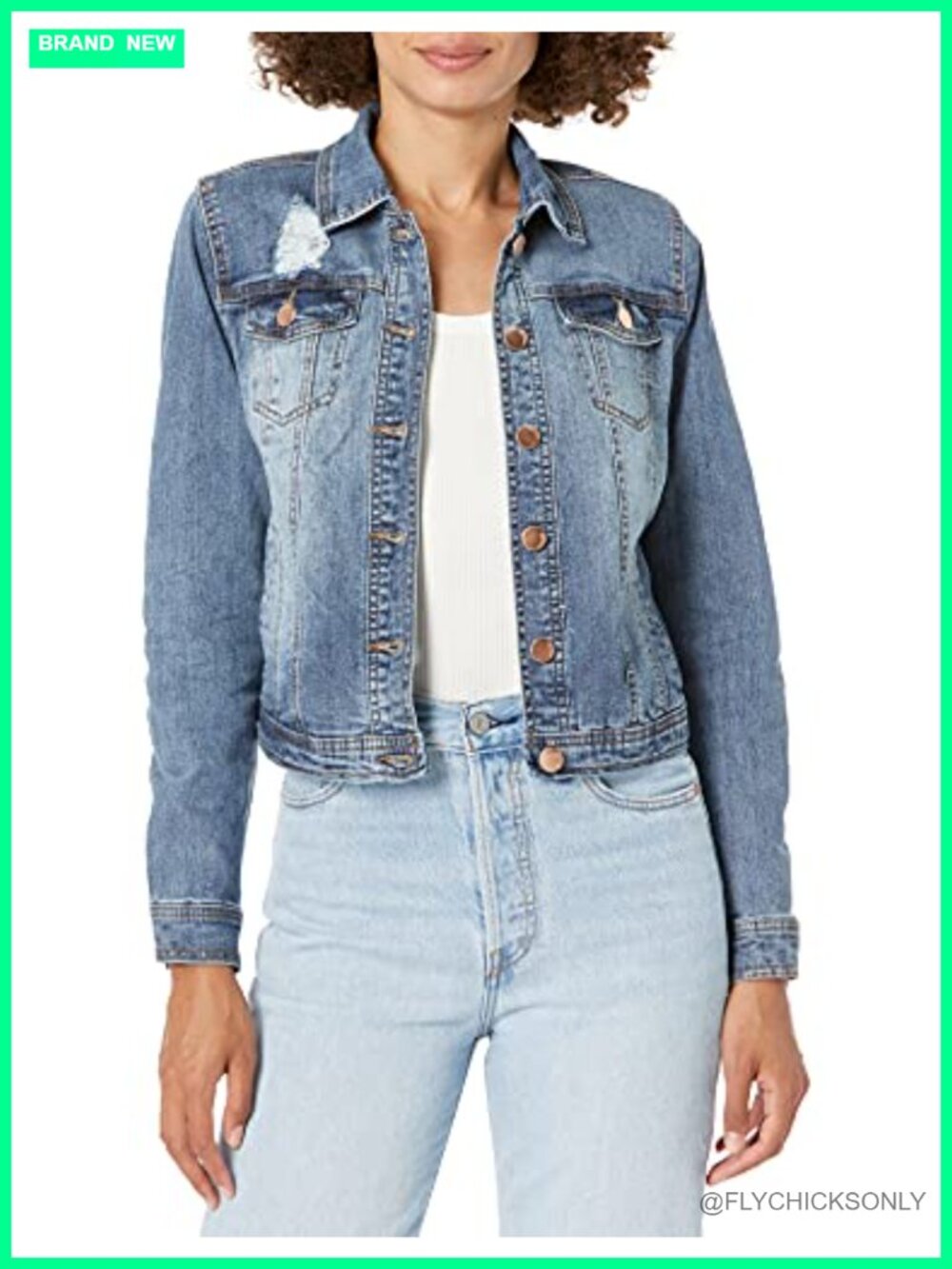 Women's Relaxed Fit Solid Denim Jacket Long Sleeve Point Collar